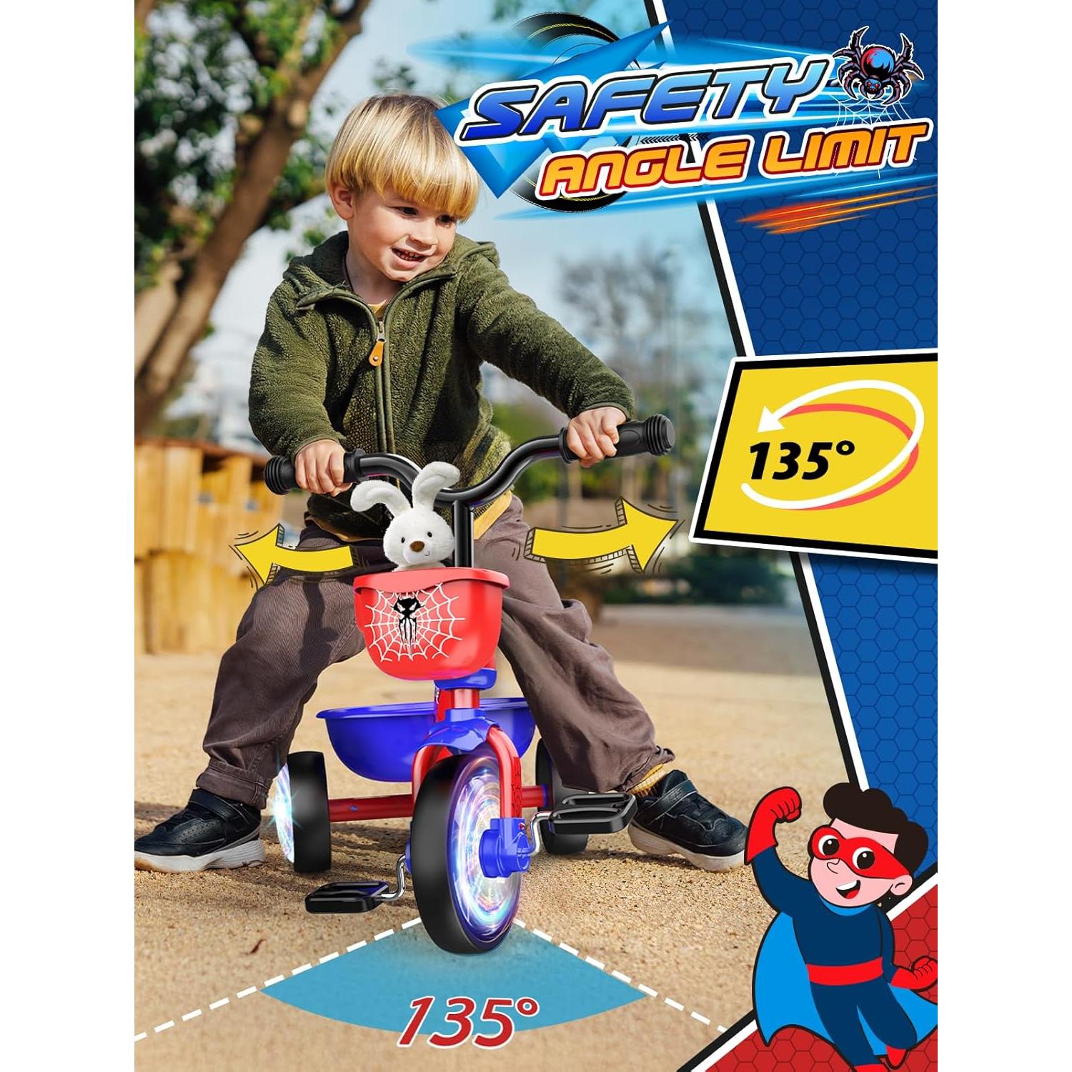 Triciclo para Niños Ackarido Spider 1-5 Años con Ruedas Iluminadas