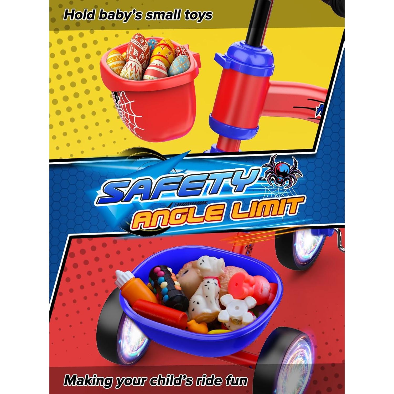 Triciclo para Niños Ackarido Spider 1-5 Años con Ruedas Iluminadas