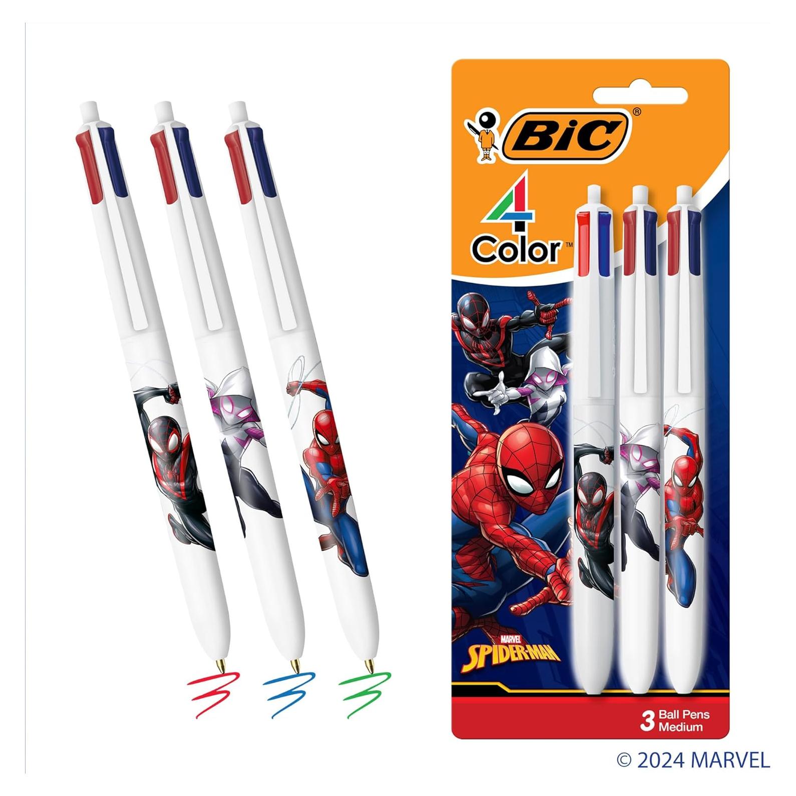Bolígrafos retráctiles BIC Spider-Man 4 colores - Paquete de 3