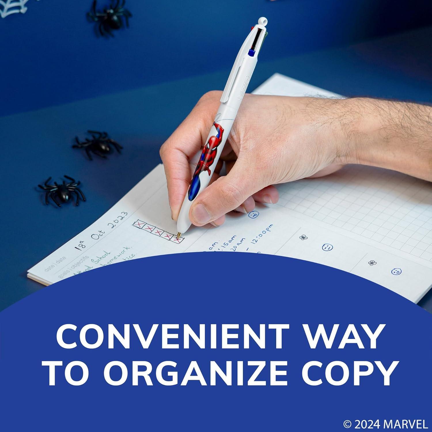 Bolígrafos retráctiles BIC Spider-Man 4 colores - Paquete de 3