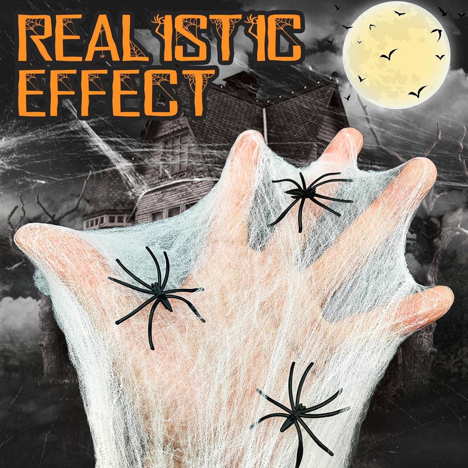 Telaraña de Halloween Cryoka 92.9 m² con 30 Arañas Falsas