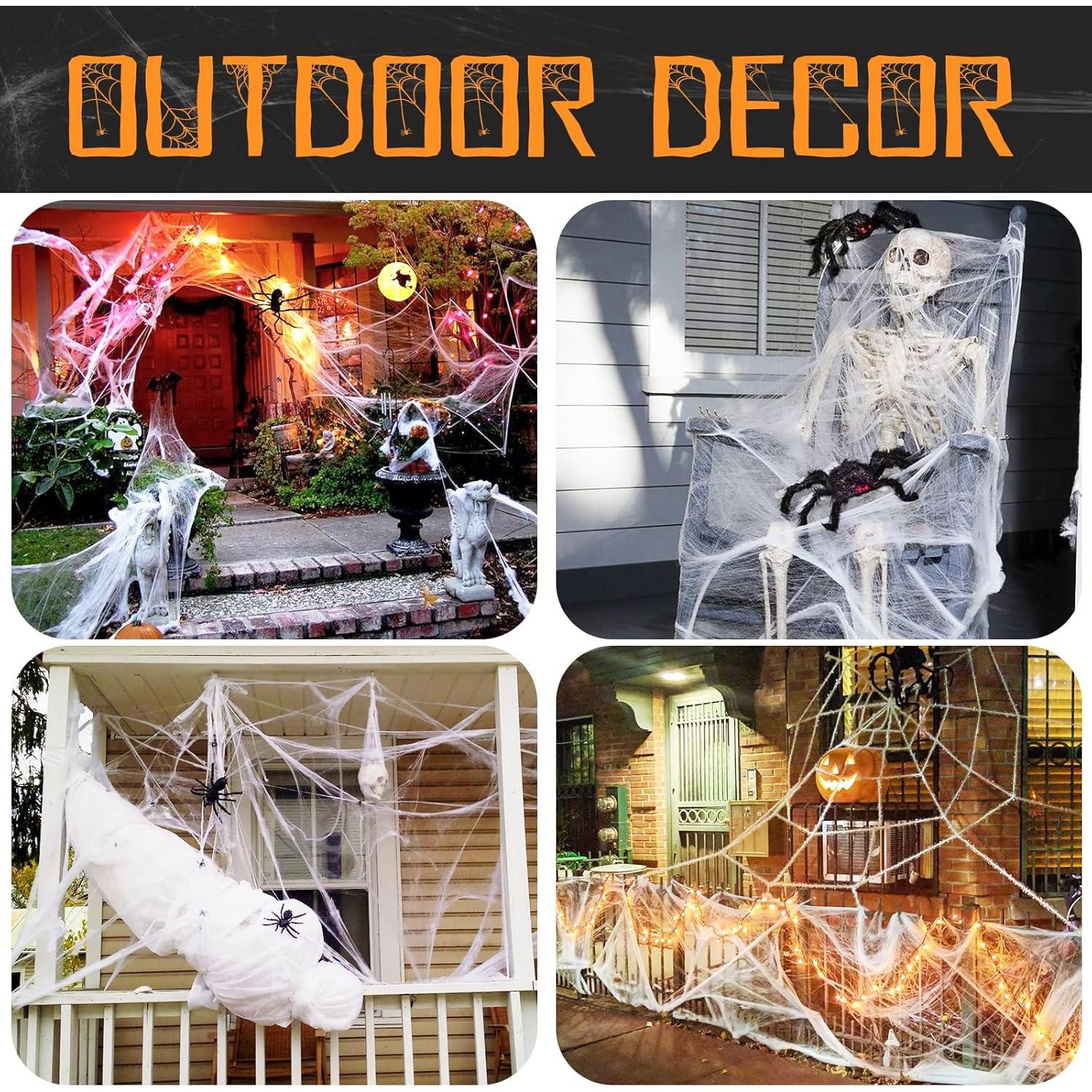 Telaraña de Halloween Cryoka 92.9 m² con 30 Arañas Falsas