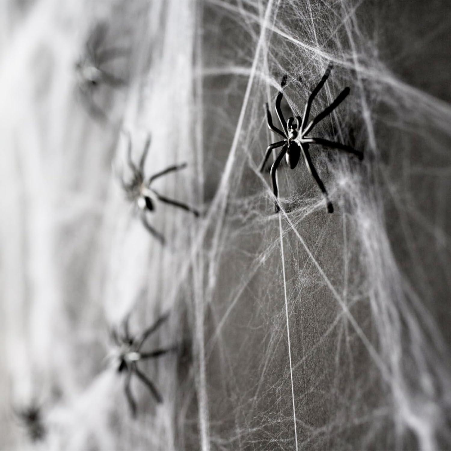 Telaraña de Halloween Cryoka 92.9 m² con 30 Arañas Falsas