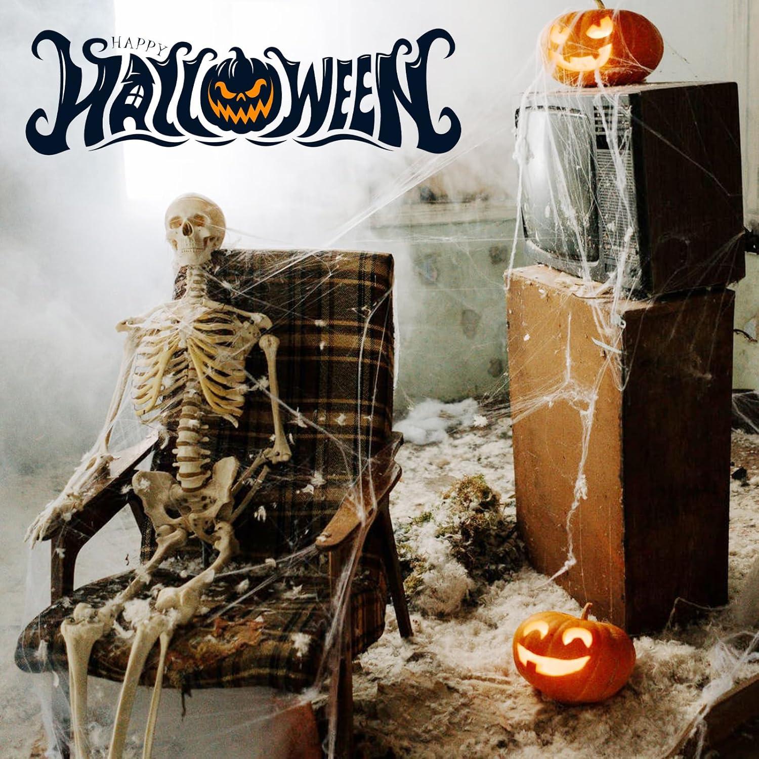 Telaraña de Halloween Cryoka 92.9 m² con 30 Arañas Falsas