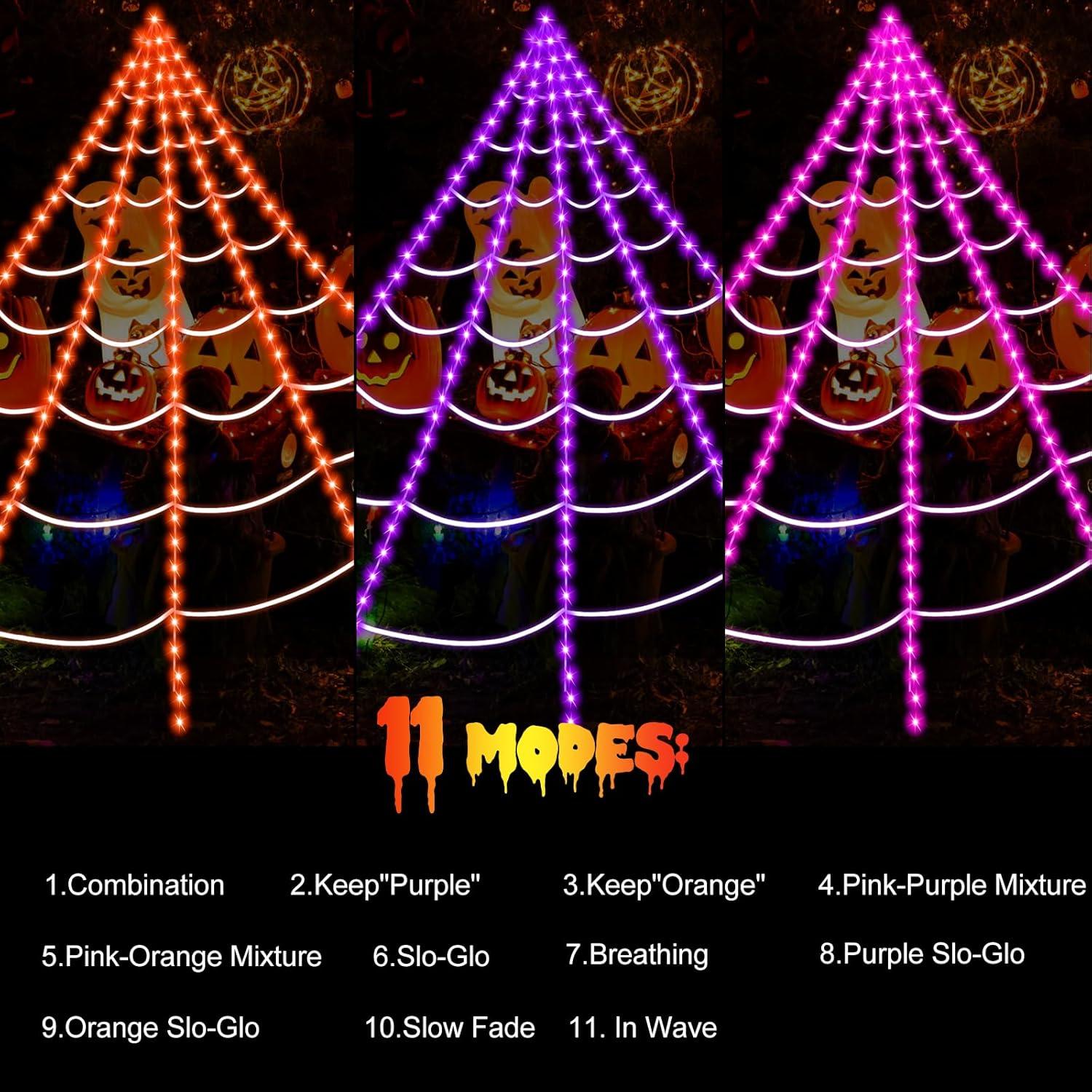 Red de Araña Iluminada Gigante Eossth 5m 200 LEDs 11 Modos