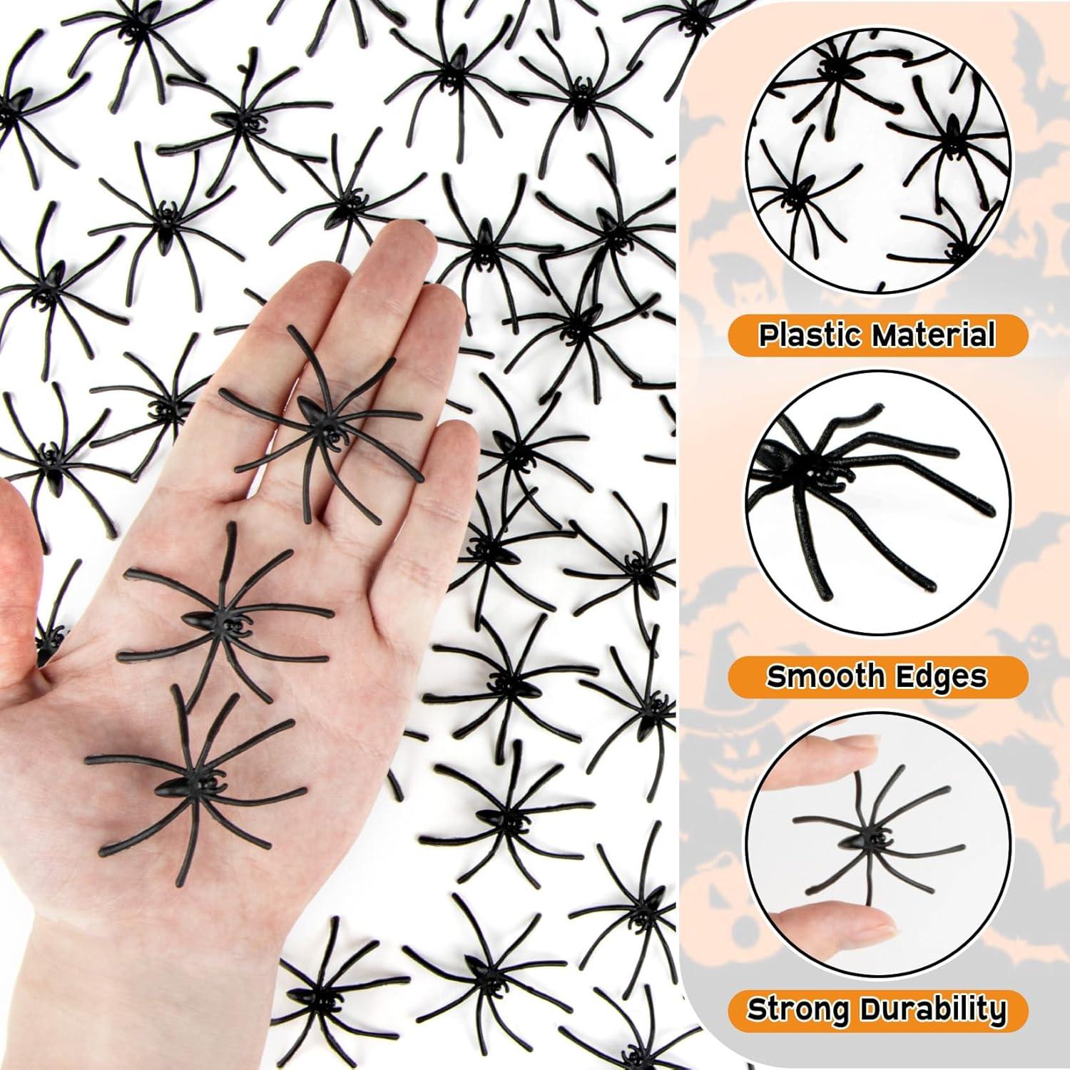 160 Arañas Falsas de Plástico RAINFLOW para Halloween