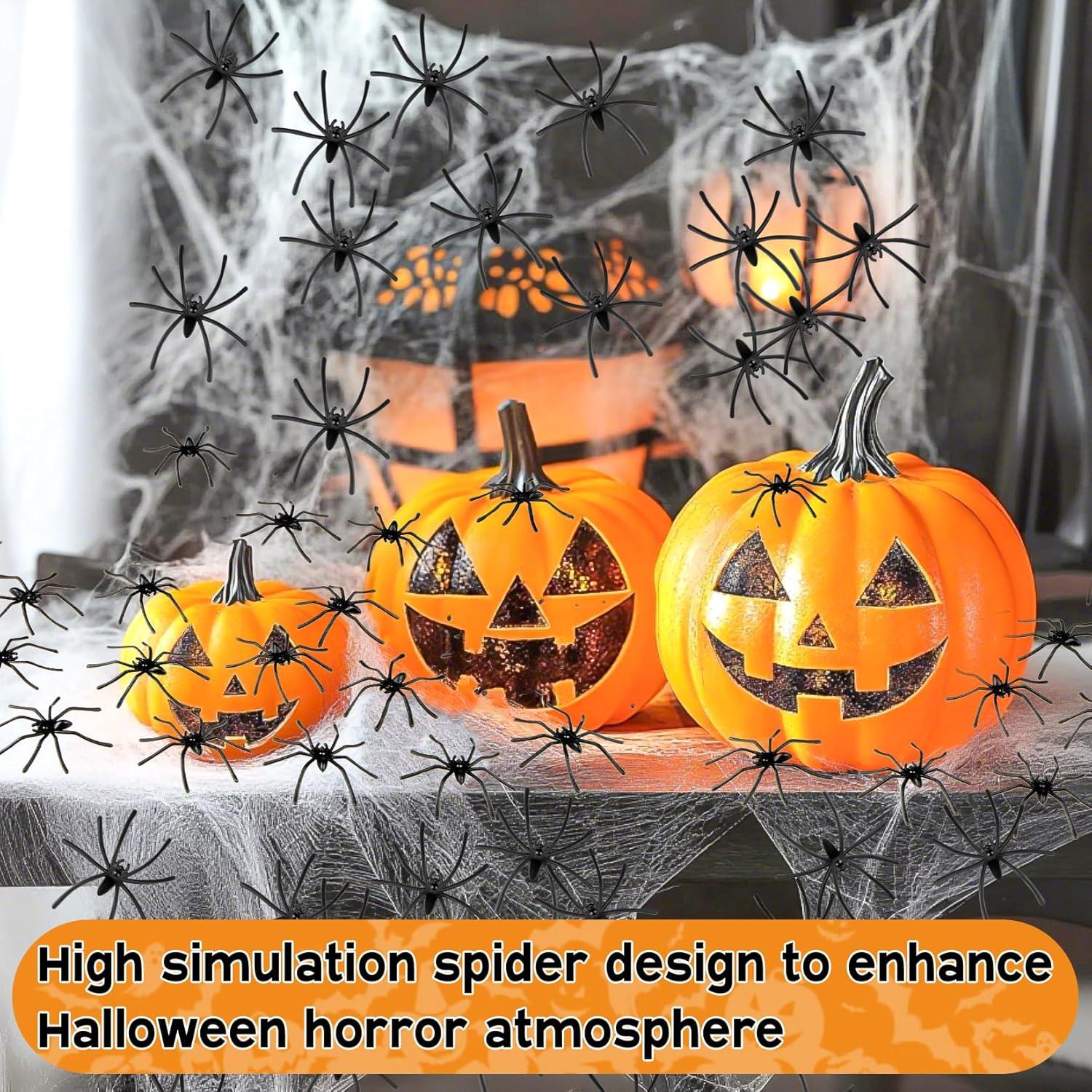 160 Arañas Falsas de Plástico RAINFLOW para Halloween