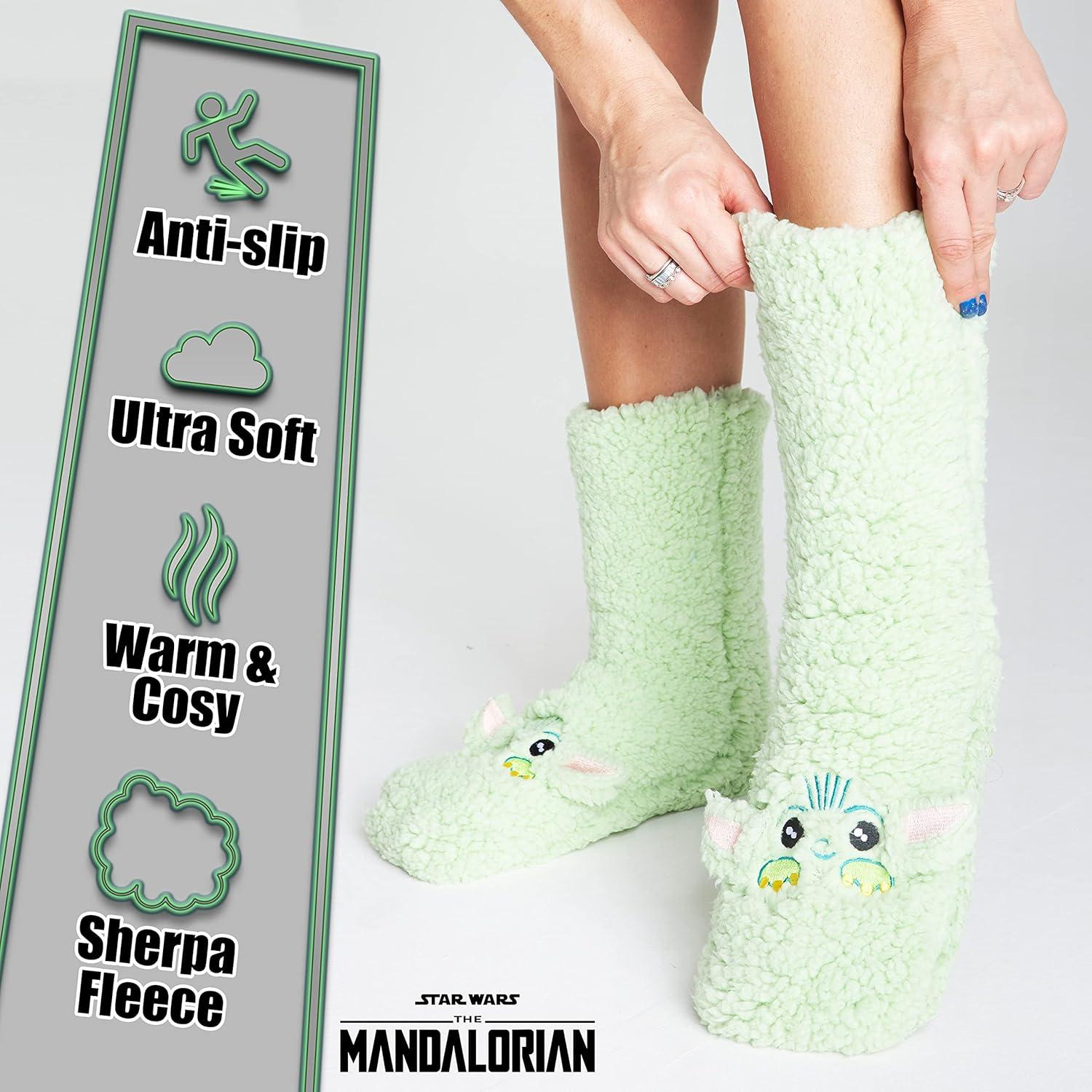 Calcetines Fluffy Disney para Mujeres Antideslizantes Verde