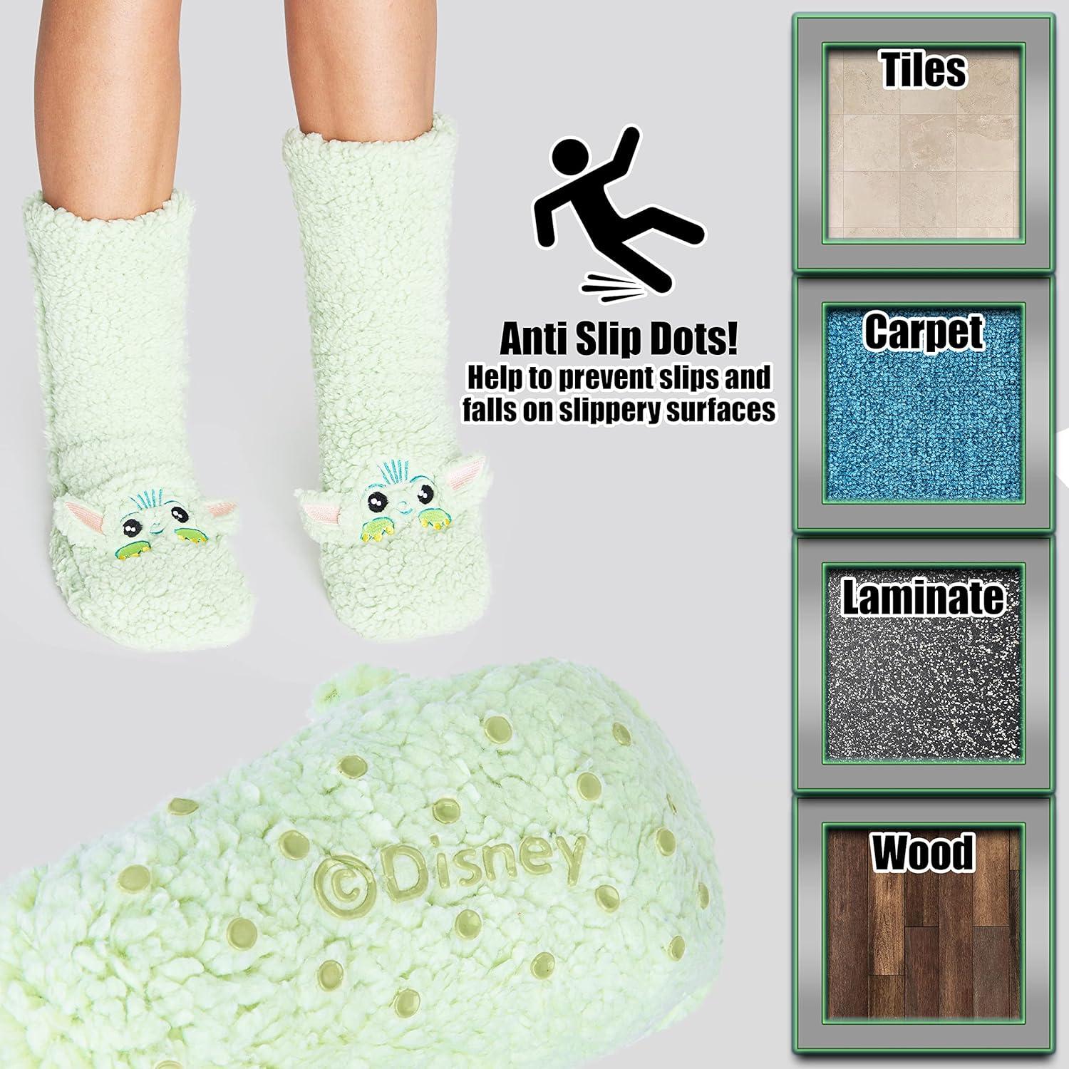Calcetines Fluffy Disney para Mujeres Antideslizantes Verde