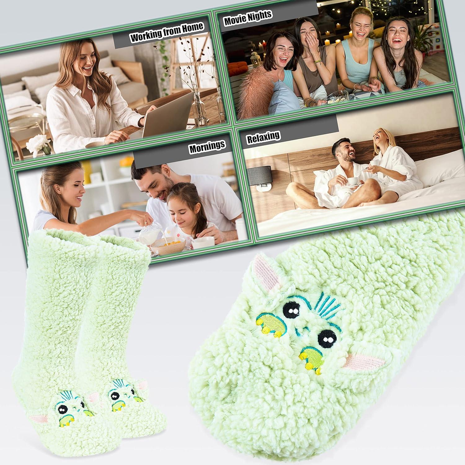 Calcetines Fluffy Disney para Mujeres Antideslizantes Verde
