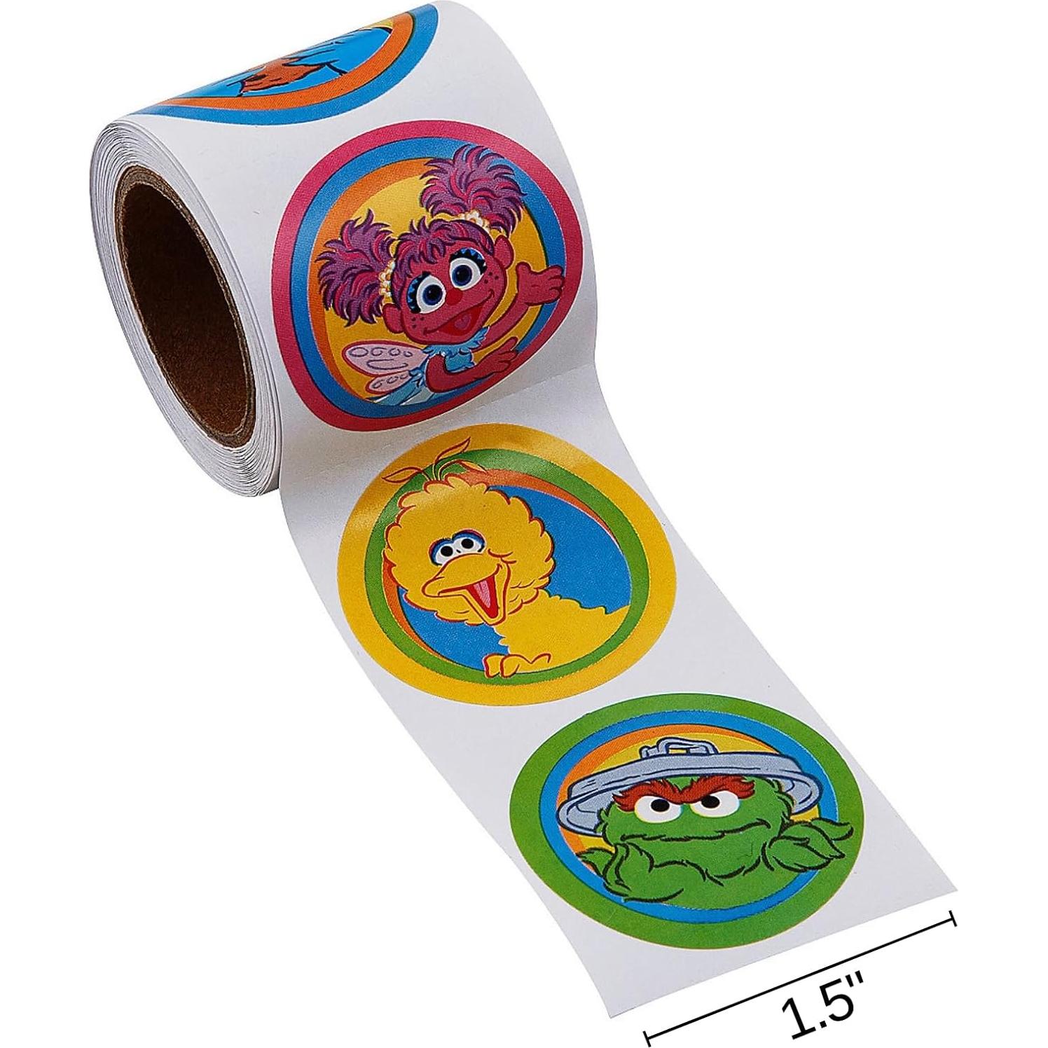 Pegatinas de Plaza Sésamo AoneFun Rollo 100 Pcs 3.81 cm