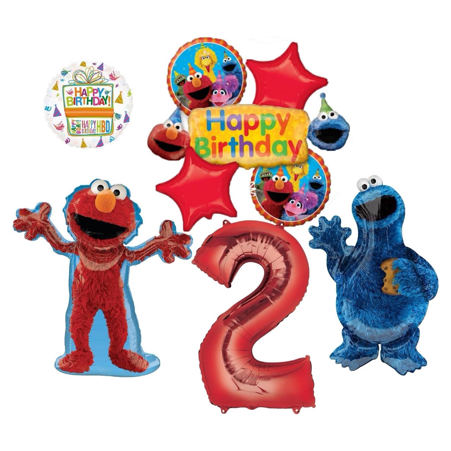 Ramo de Globos de Cumpleaños Elmo y Cookie Monster 2 años