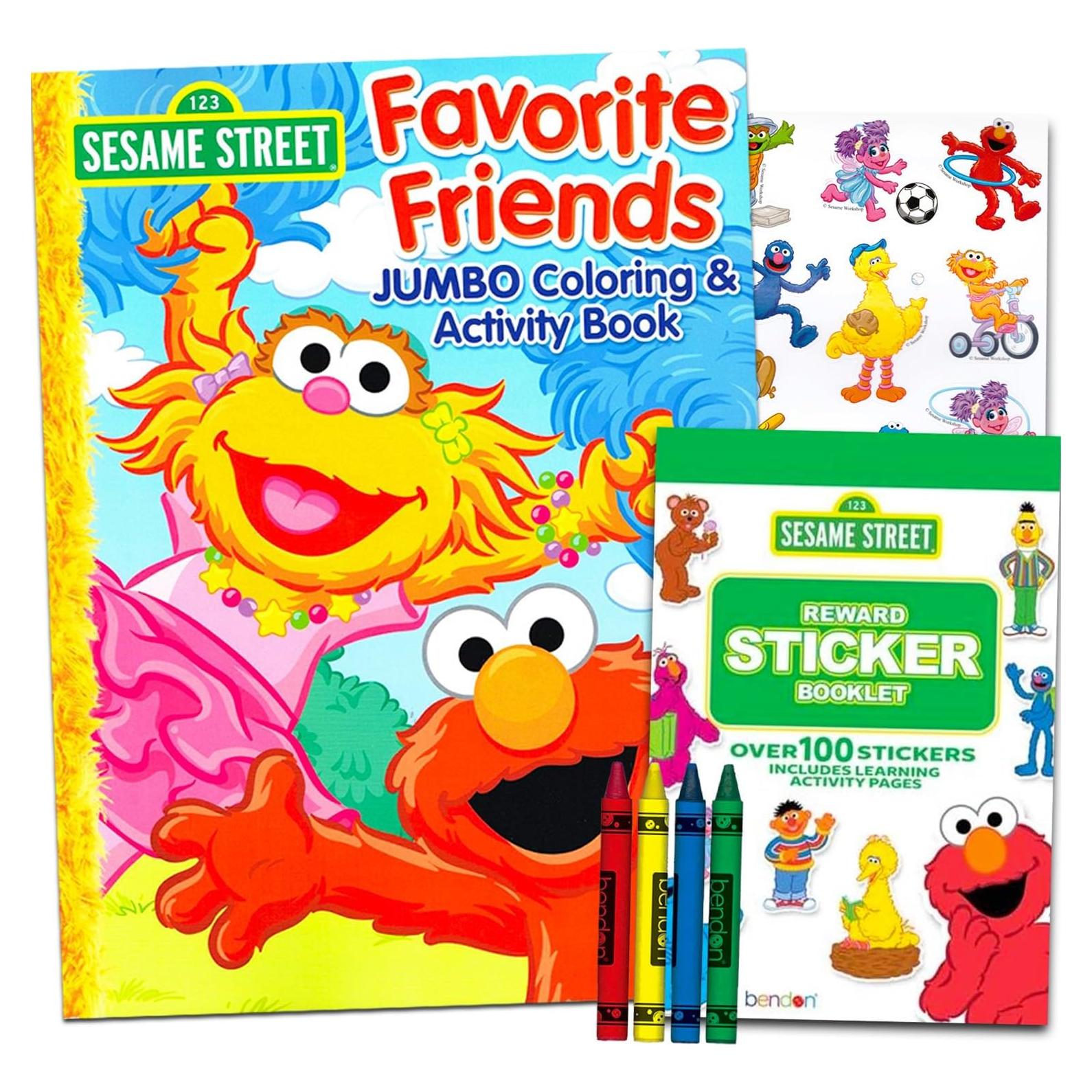 Set de Colorear Jumbo Plaza Sésamo con Stickers y Utensilios