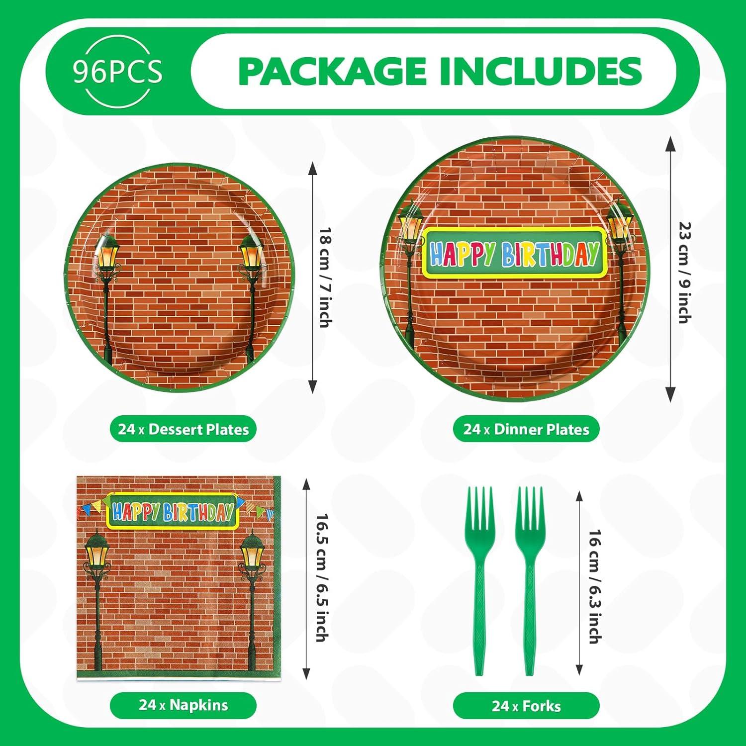 Juego de Vajilla Desechable Grencian 96 Piezas Cumpleaños Sésamo