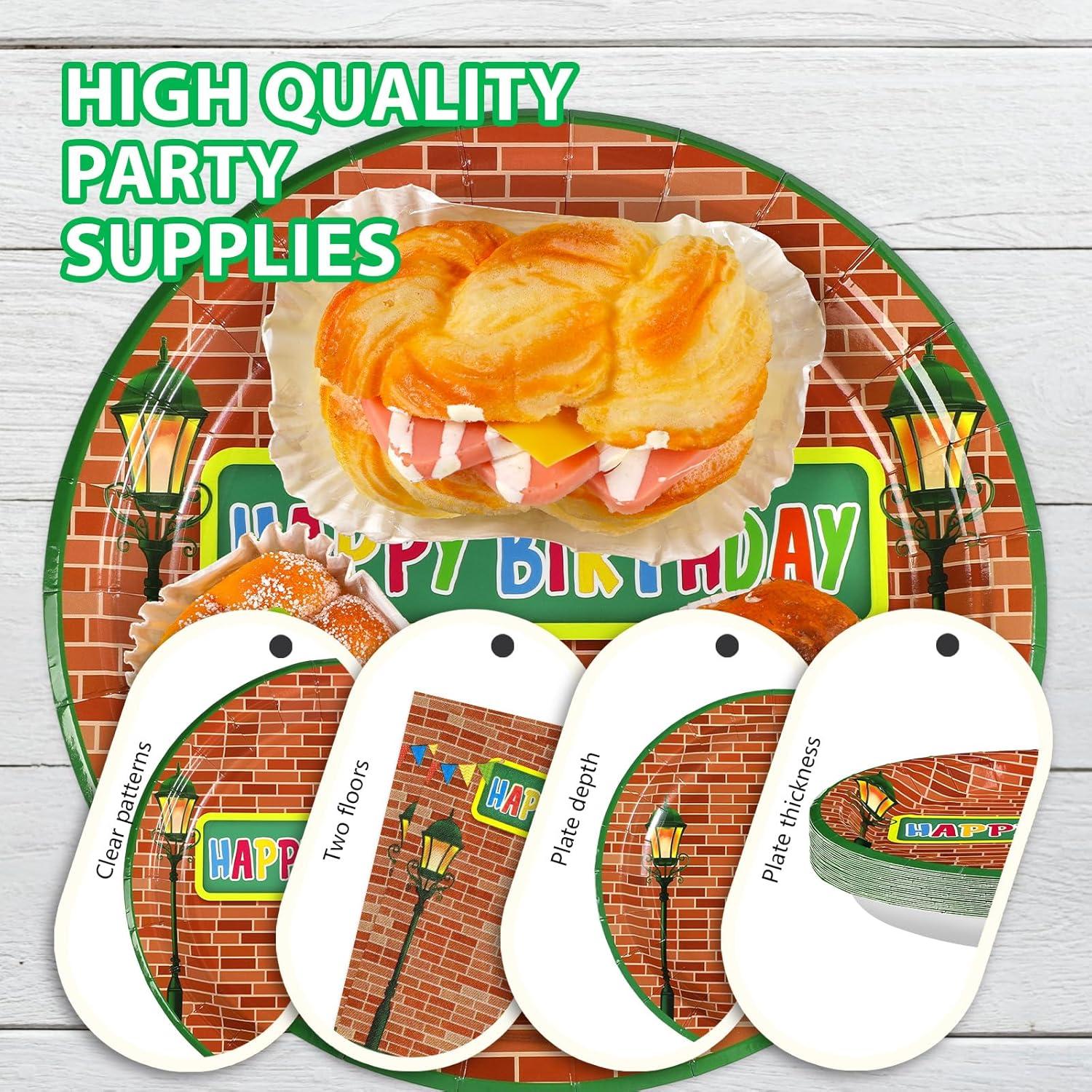 Juego de Vajilla Desechable Grencian 96 Piezas Cumpleaños Sésamo