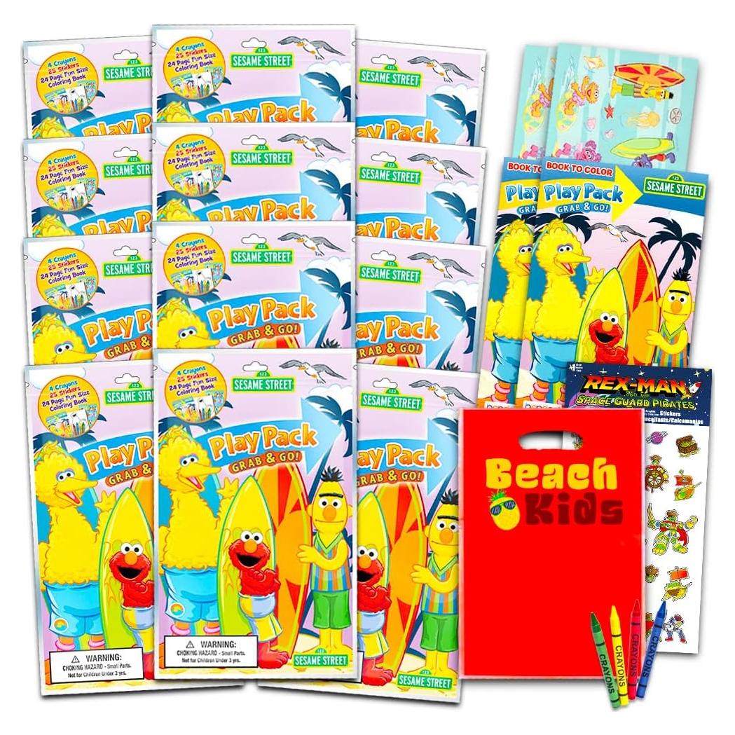 Favoritos de Fiesta Plaza Sésamo - 12 Paquetes con Stickers y Libros