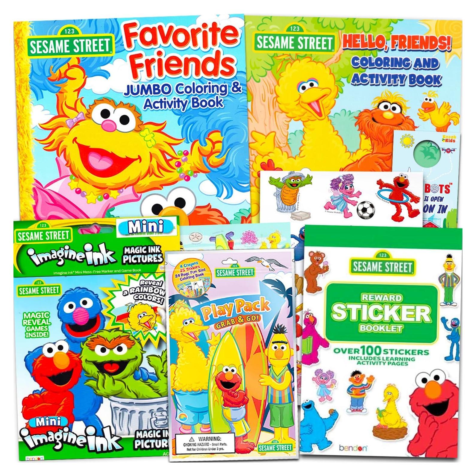 Conjunto de Libros para Colorear Sesame Street - 2 Libros + Stickers