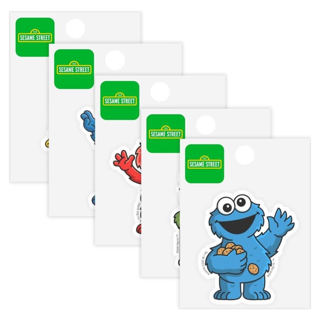 Calcomanías Impermeables Plaza Sésamo - Paquete de 5 Blank Tag Co.