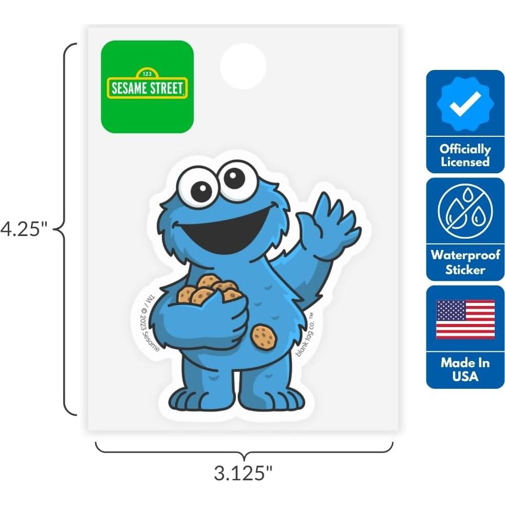Calcomanías Impermeables Plaza Sésamo - Paquete de 5 Blank Tag Co.