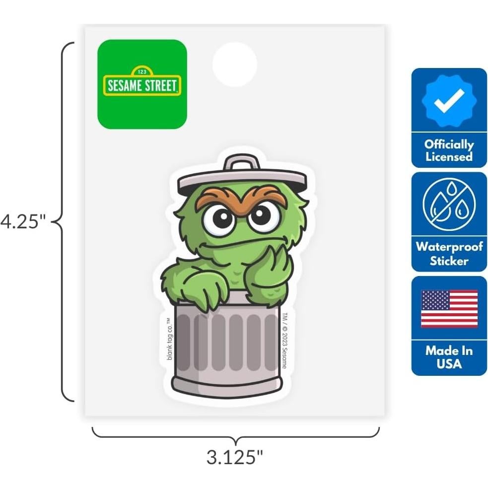 Calcomanías Impermeables Plaza Sésamo - Paquete de 5 Blank Tag Co.