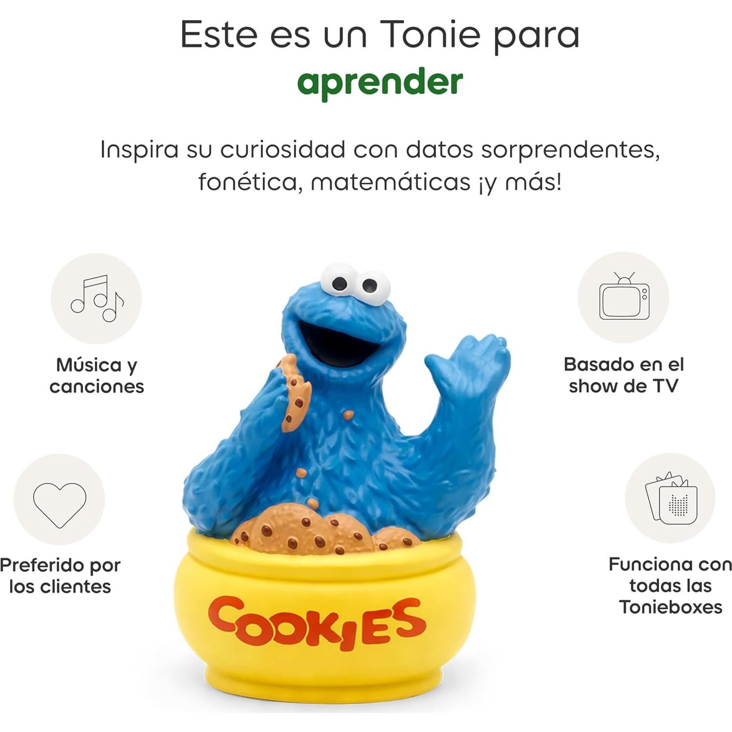 Figurita de Juguete Cookie Monster Tonies - 15 Canciones en Español