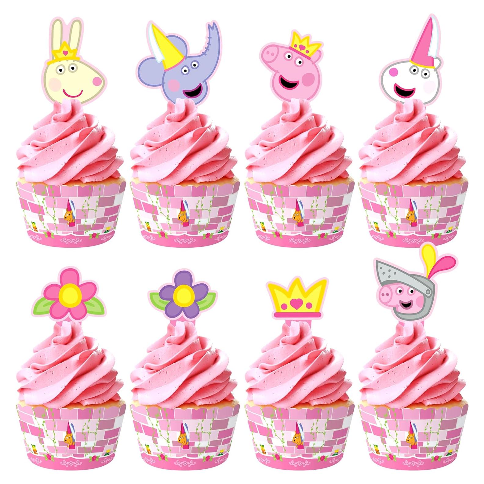 Decoraciones de Cumpleaños Peppa Pig - 24 Adornos y Fundas