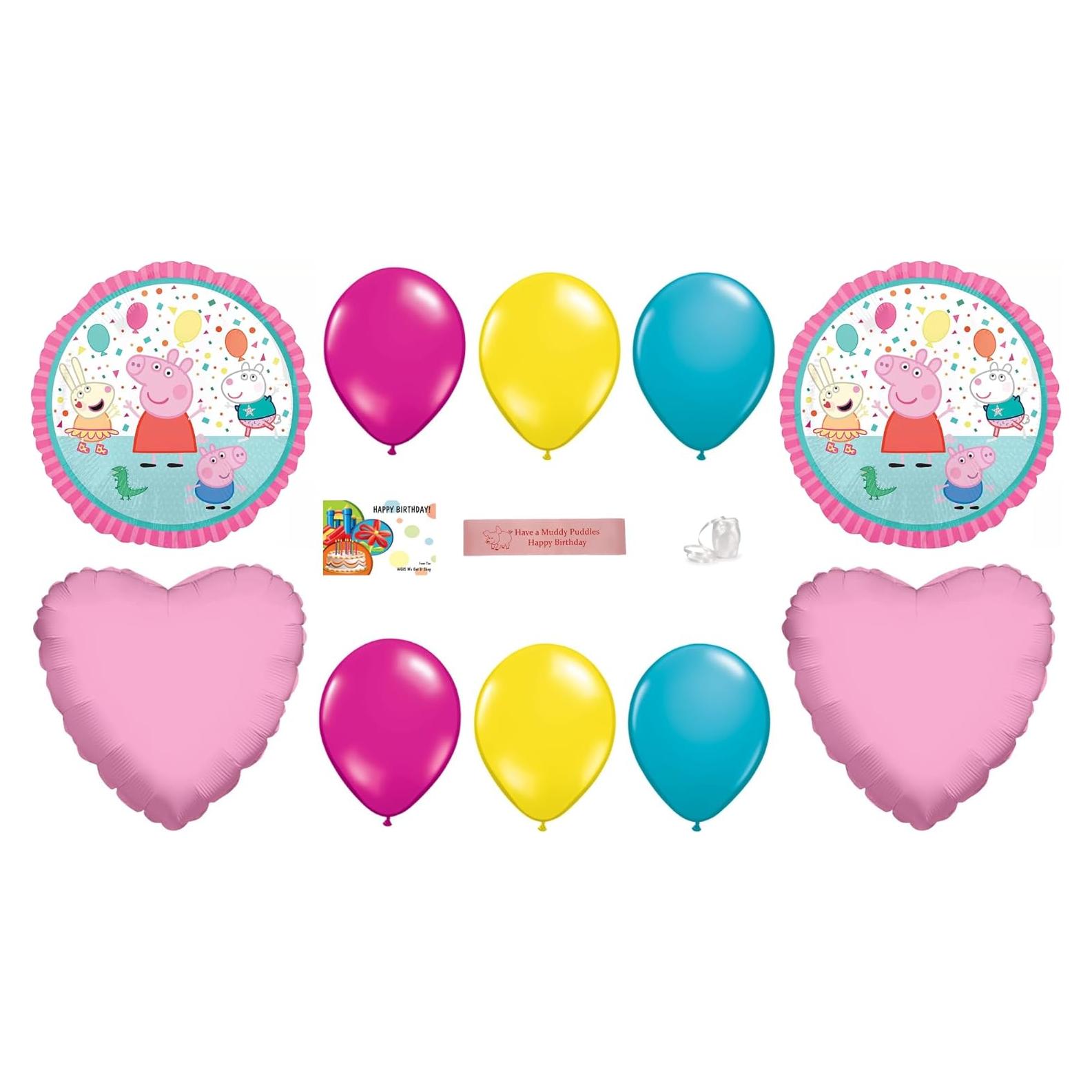 Suministros de Fiesta Peppa Pig WGIS - 13 Globos y Cinta