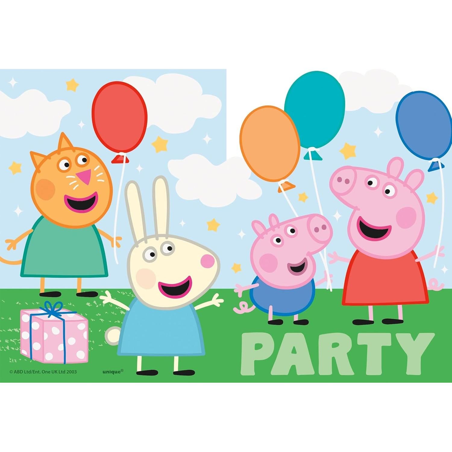 Invitaciones Rectangulares Peppa Pig - 8 Unidades Multicolor