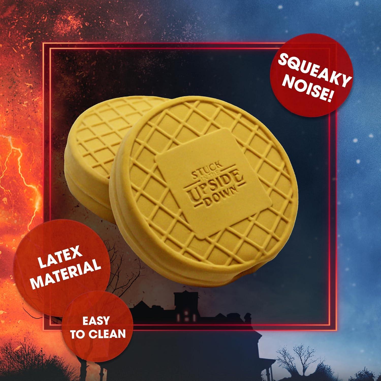 design LAB, Inc. Stranger Things Official Merchandise | Chew Toys for Dogs | 2-Pack Rubber Toy Waffles | Collectible Dog Toy Squeaks for Interactive Play