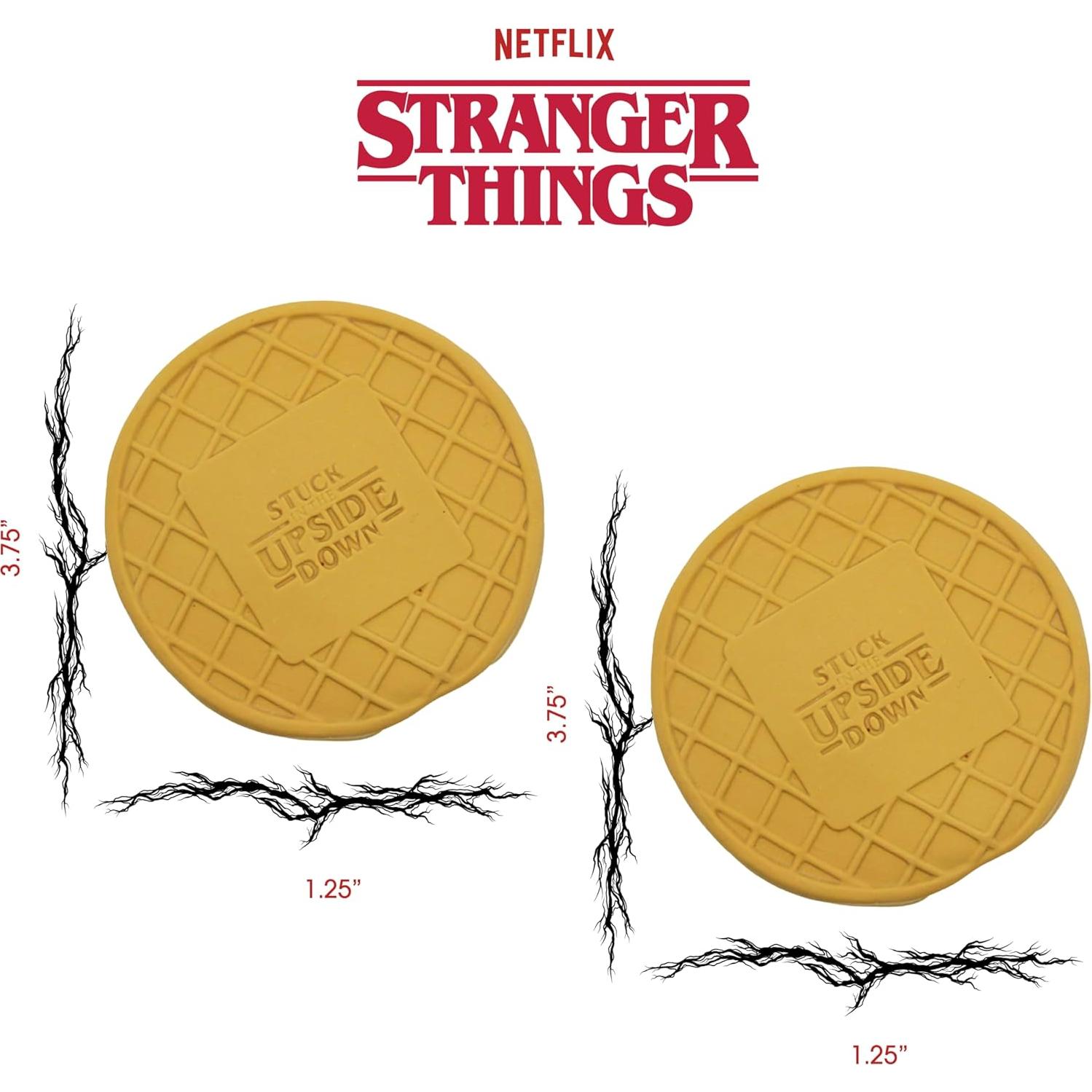 design LAB, Inc. Stranger Things Official Merchandise | Chew Toys for Dogs | 2-Pack Rubber Toy Waffles | Collectible Dog Toy Squeaks for Interactive Play