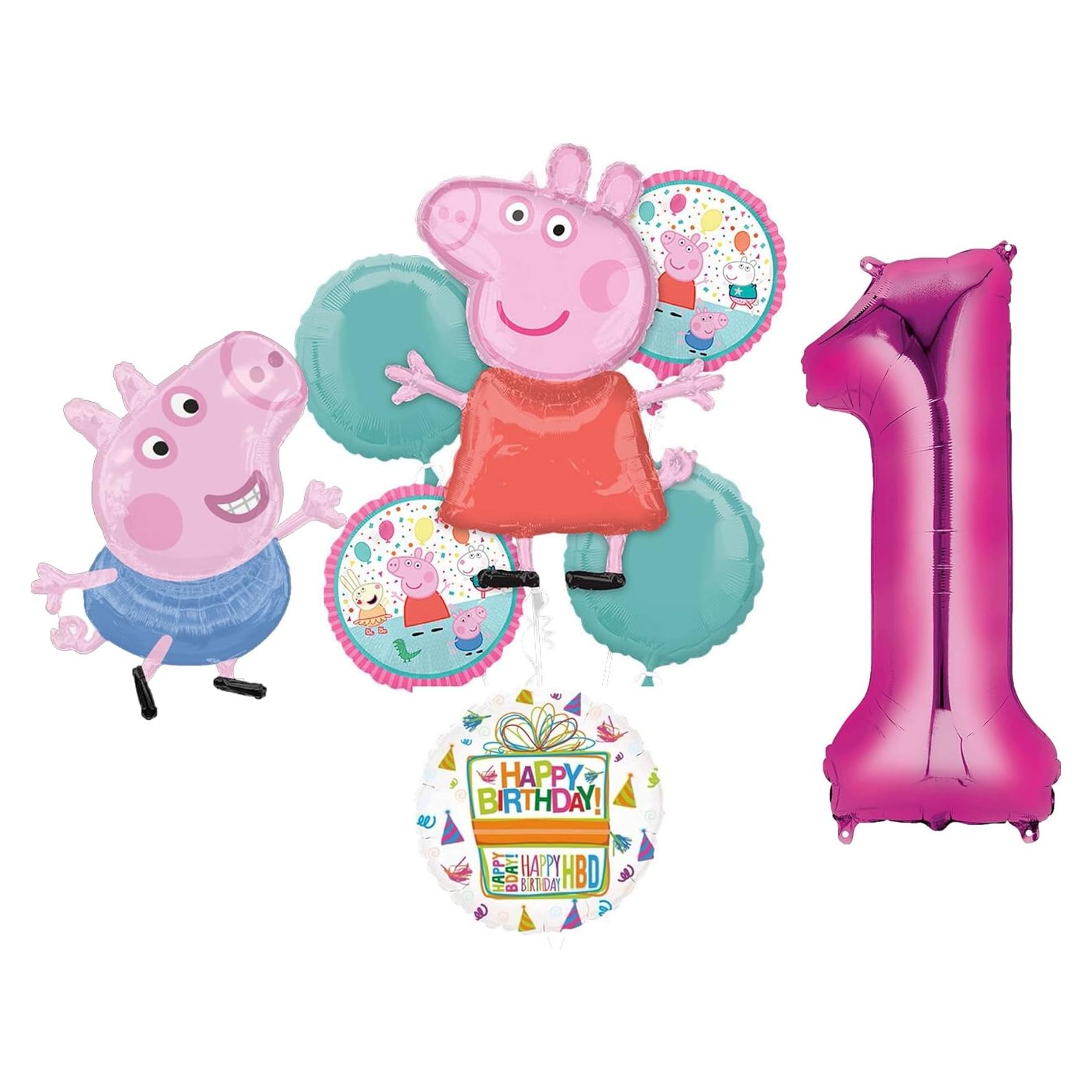 Ramo de Globos de Cumpleaños Peppa y George 1er Cumpleaños
