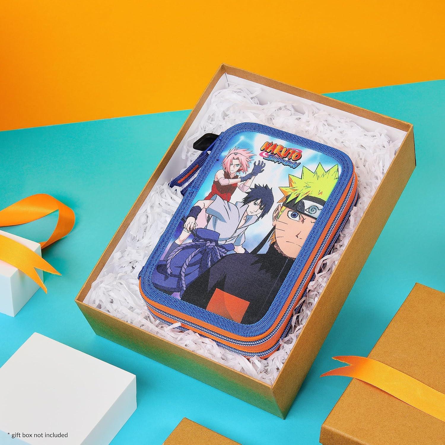 Estuche de lápices Naruto con material escolar y cuaderno