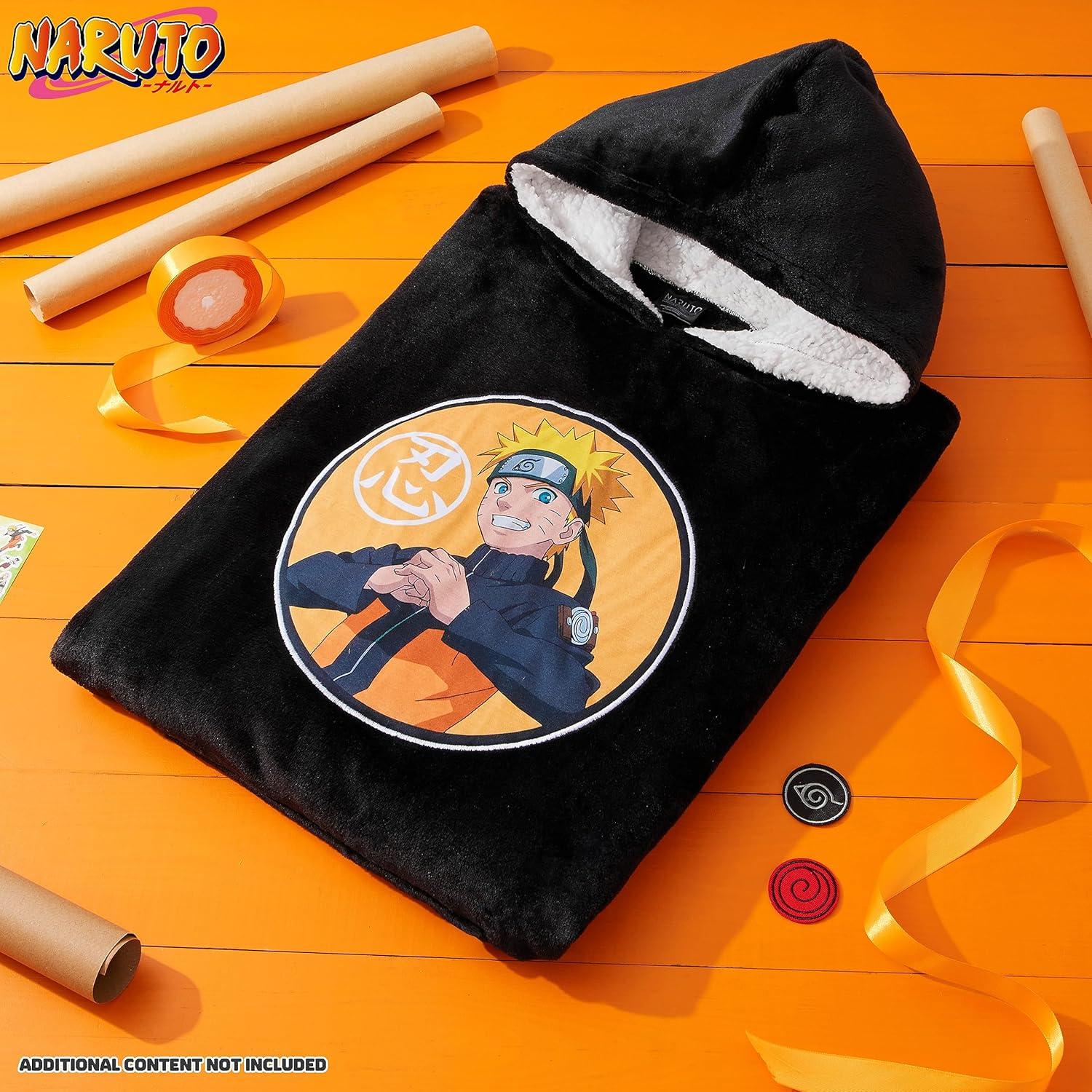 Manta con Capucha de Forro Polar Naruto para Niños - Cálida y Suave