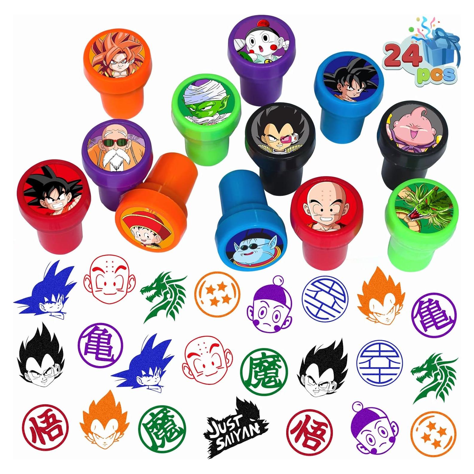 24 Sellos Temáticos Dragón Ball Z - Suministros Fiesta Cumpleaños
