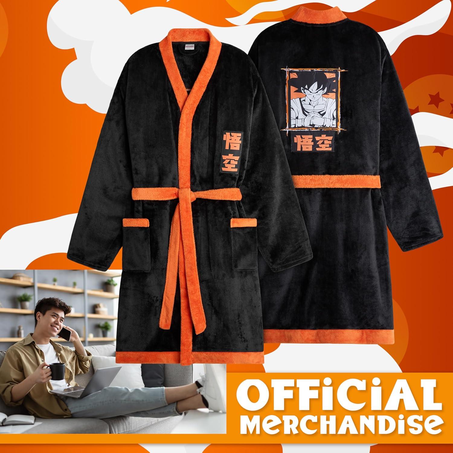 Bata de Baño de Felpa Dragon Ball Z para Hombres - Mediana Negra