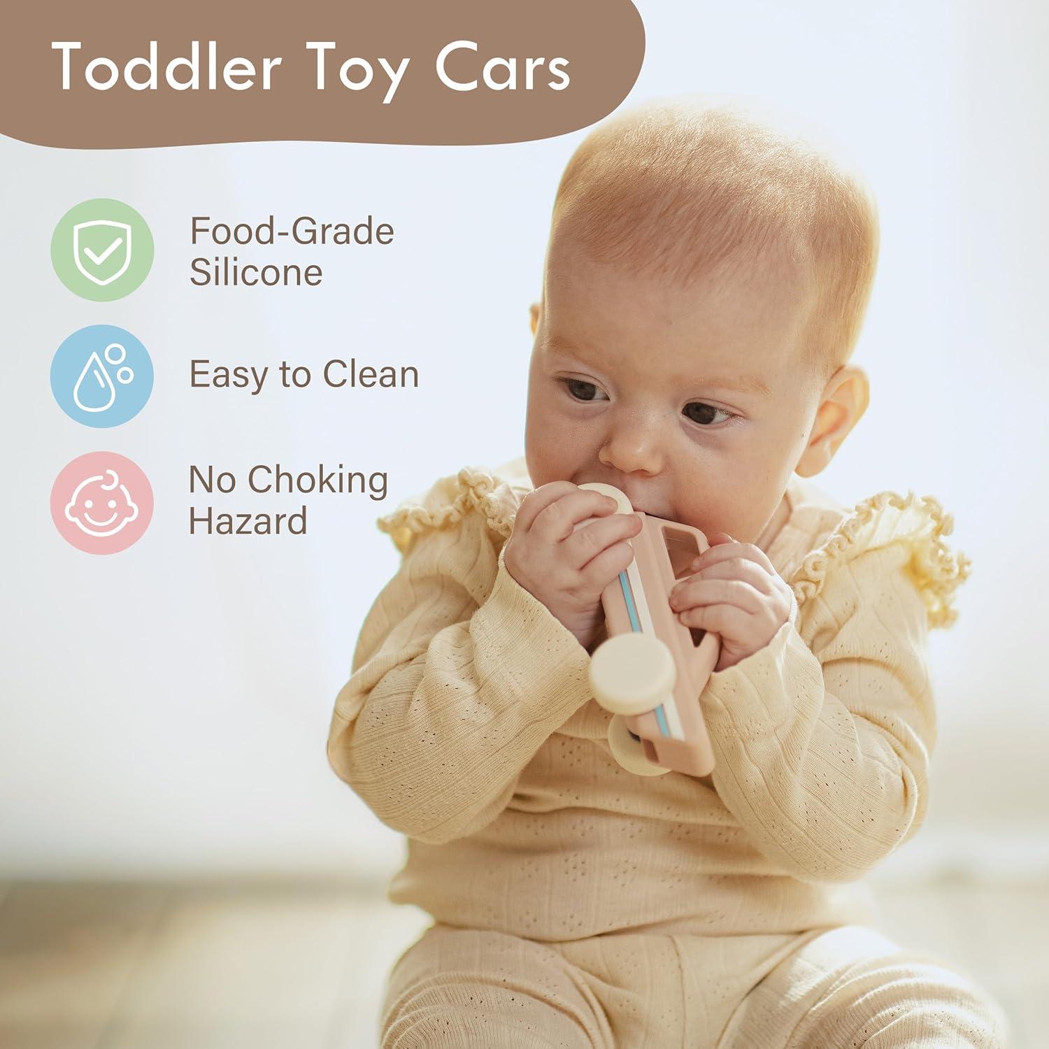 Juguetes de Silicona Moonkie para Bebés - Autos 3 Piezas 6+ Meses