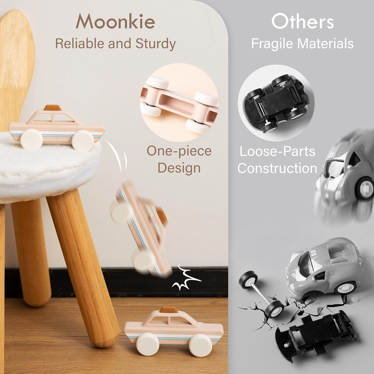 Juguetes de Silicona Moonkie para Bebés - Autos 3 Piezas 6+ Meses