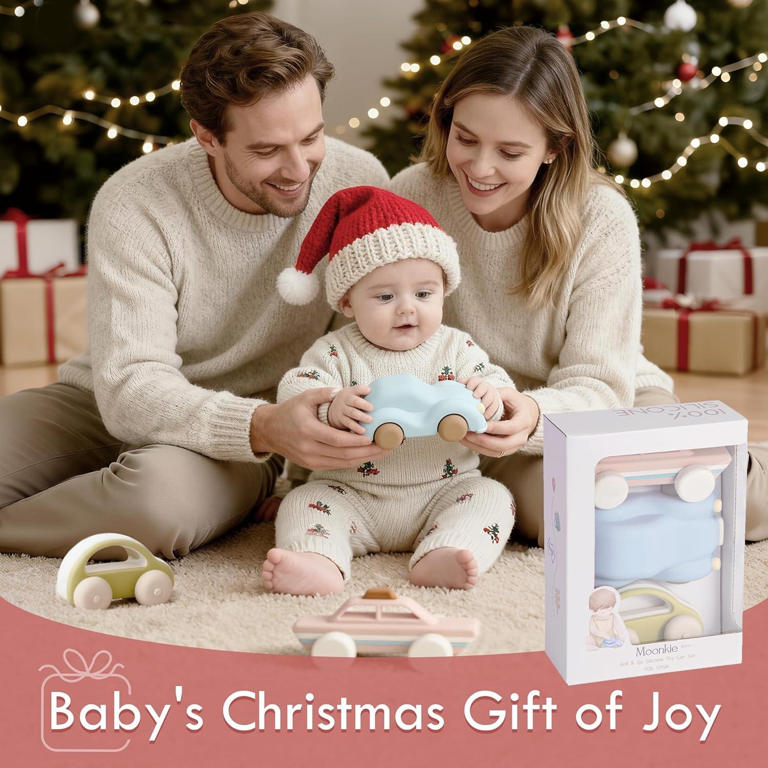 Juguetes de Silicona Moonkie para Bebés - Autos 3 Piezas 6+ Meses