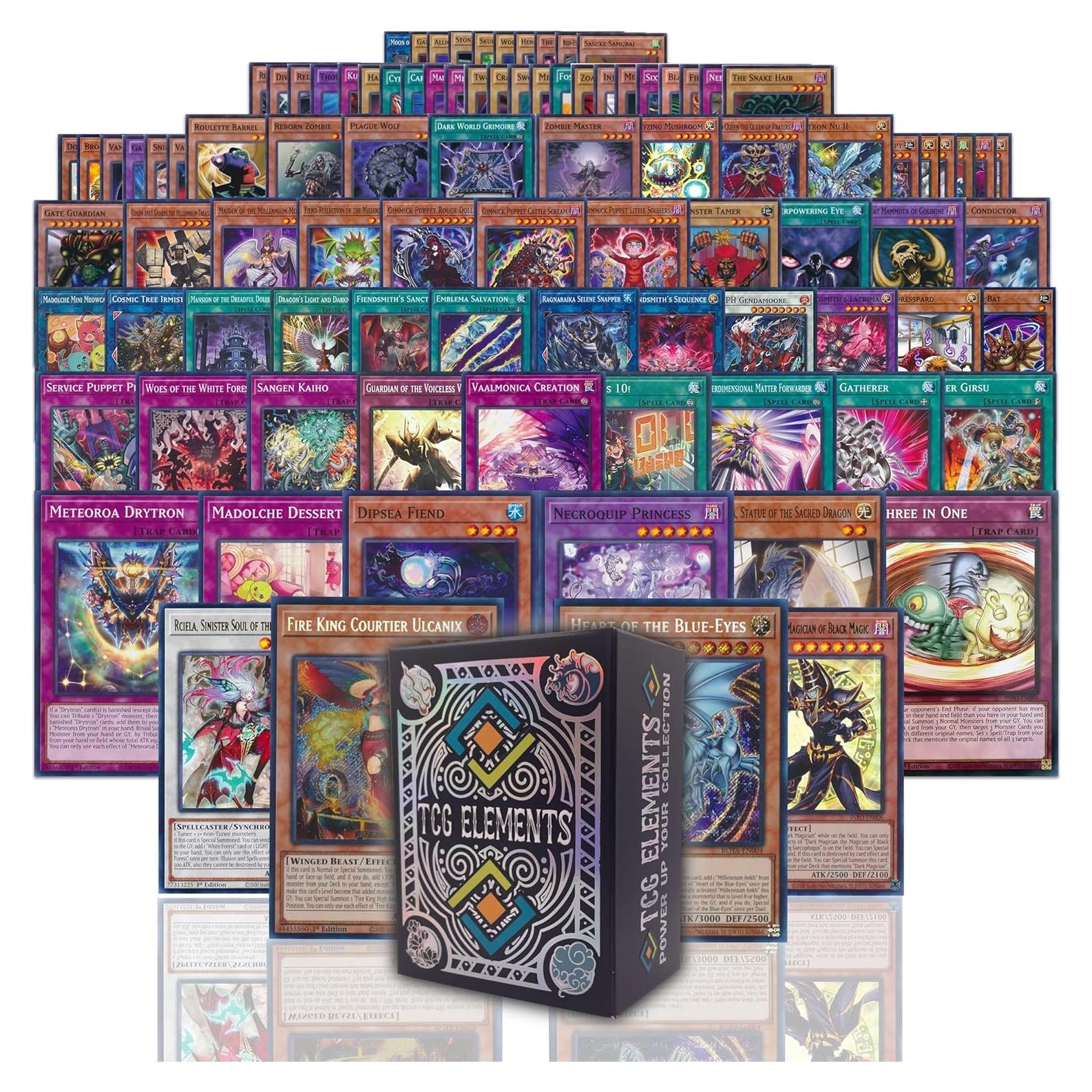Paquete de cartas Yu-Gi-Oh! 100+ con Caja TCG Elements