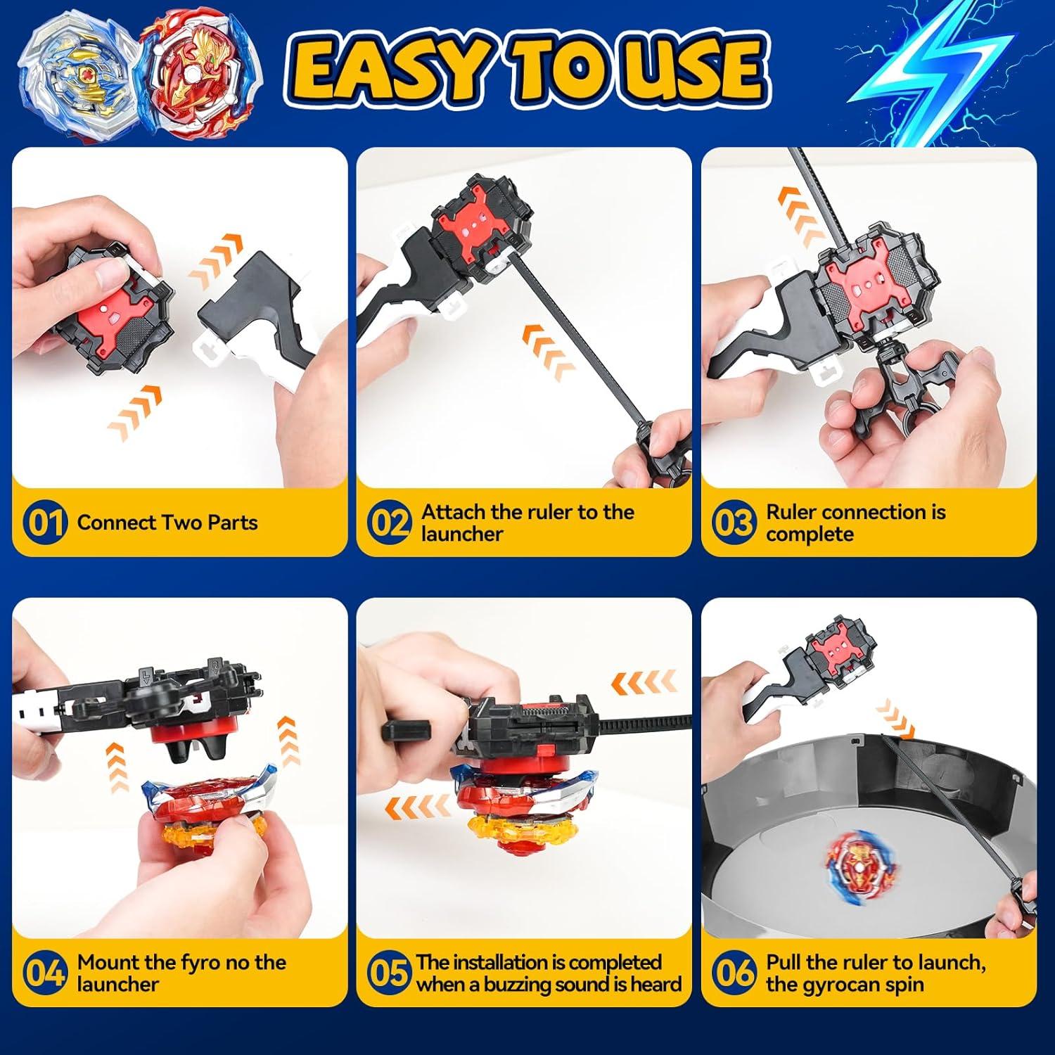 Estadio Grande Bay Blade Nuffunx 38.1 cm con 6 Tops y Lanzador