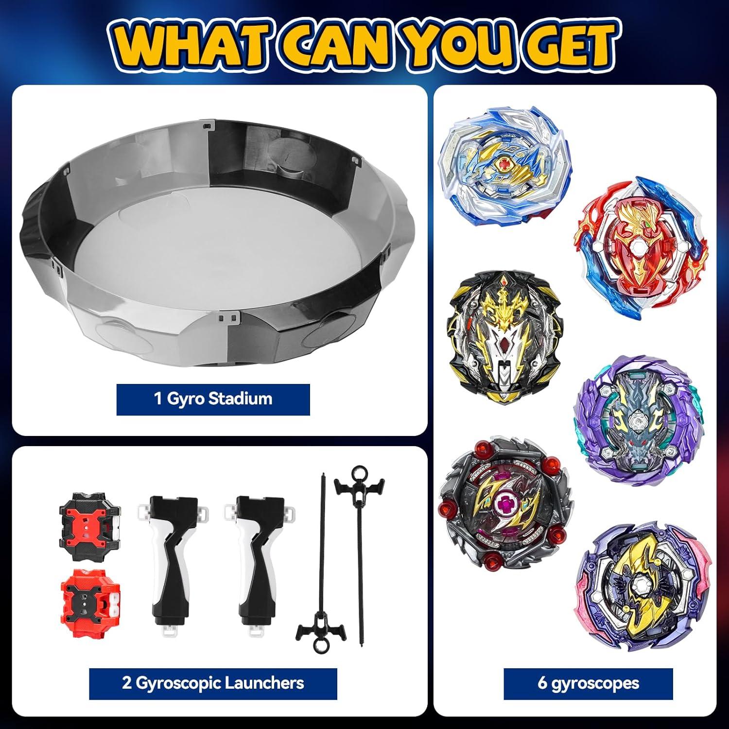 Estadio Grande Bay Blade Nuffunx 38.1 cm con 6 Tops y Lanzador