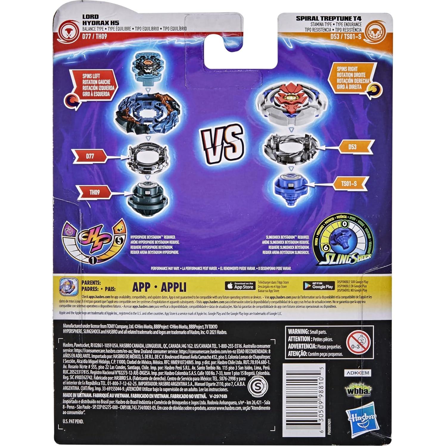 Paquete de Colección Beyblade Burst Hasbro: Lord Hydrax H5 y Spiral Treptune T4