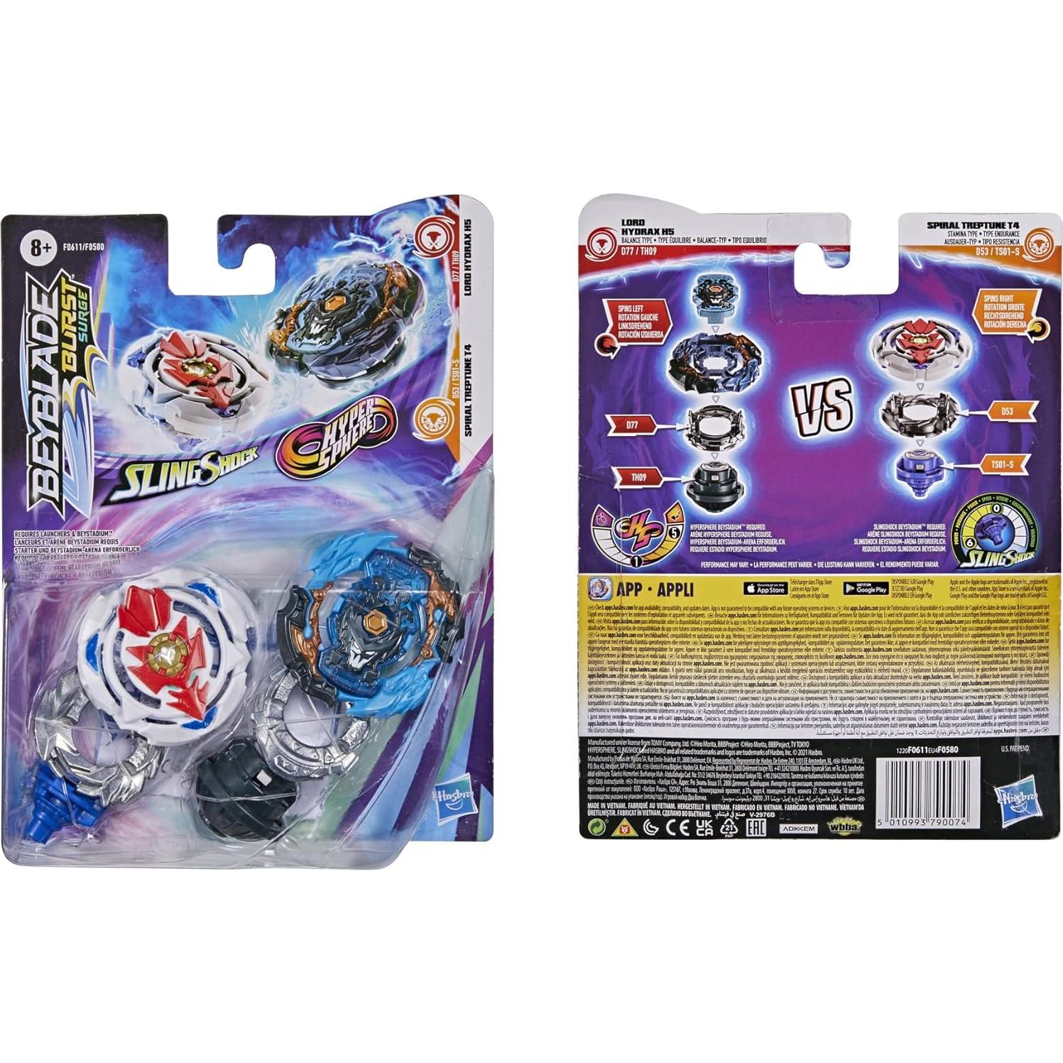 Paquete de Colección Beyblade Burst Hasbro: Lord Hydrax H5 y Spiral Treptune T4