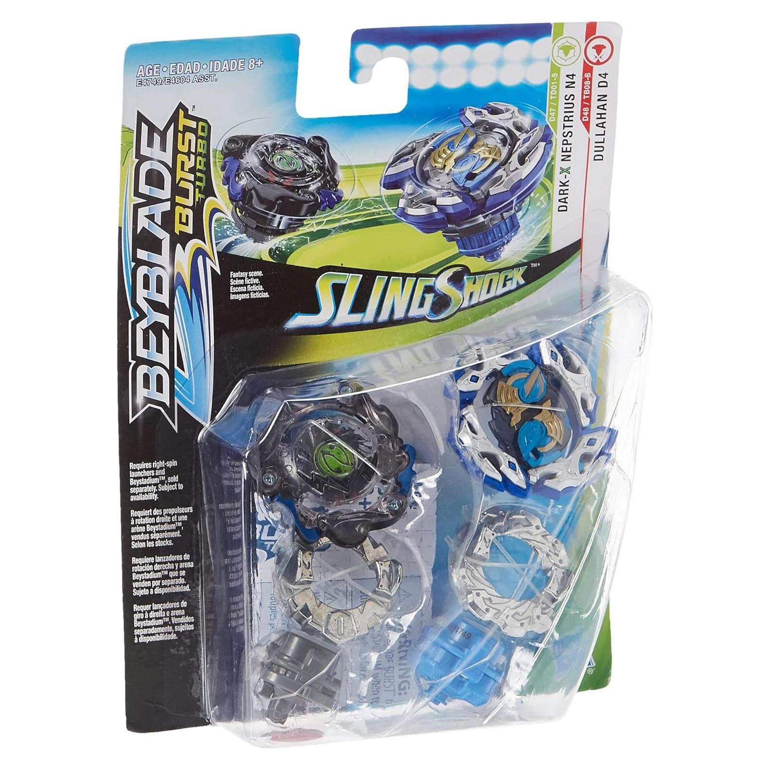 Paquete Doble Beyblade Burst Turbo Slingshock Dullahan D4 y Nepstrius N4