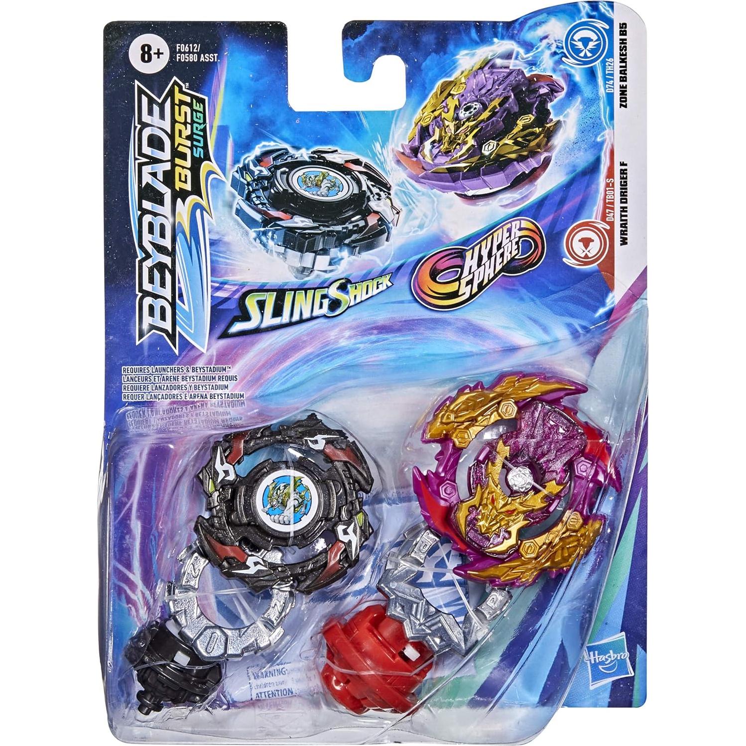 Paquete de Colección Beyblade Burst Hasbro: Zona Balkesh B5 y Wraith Driger F