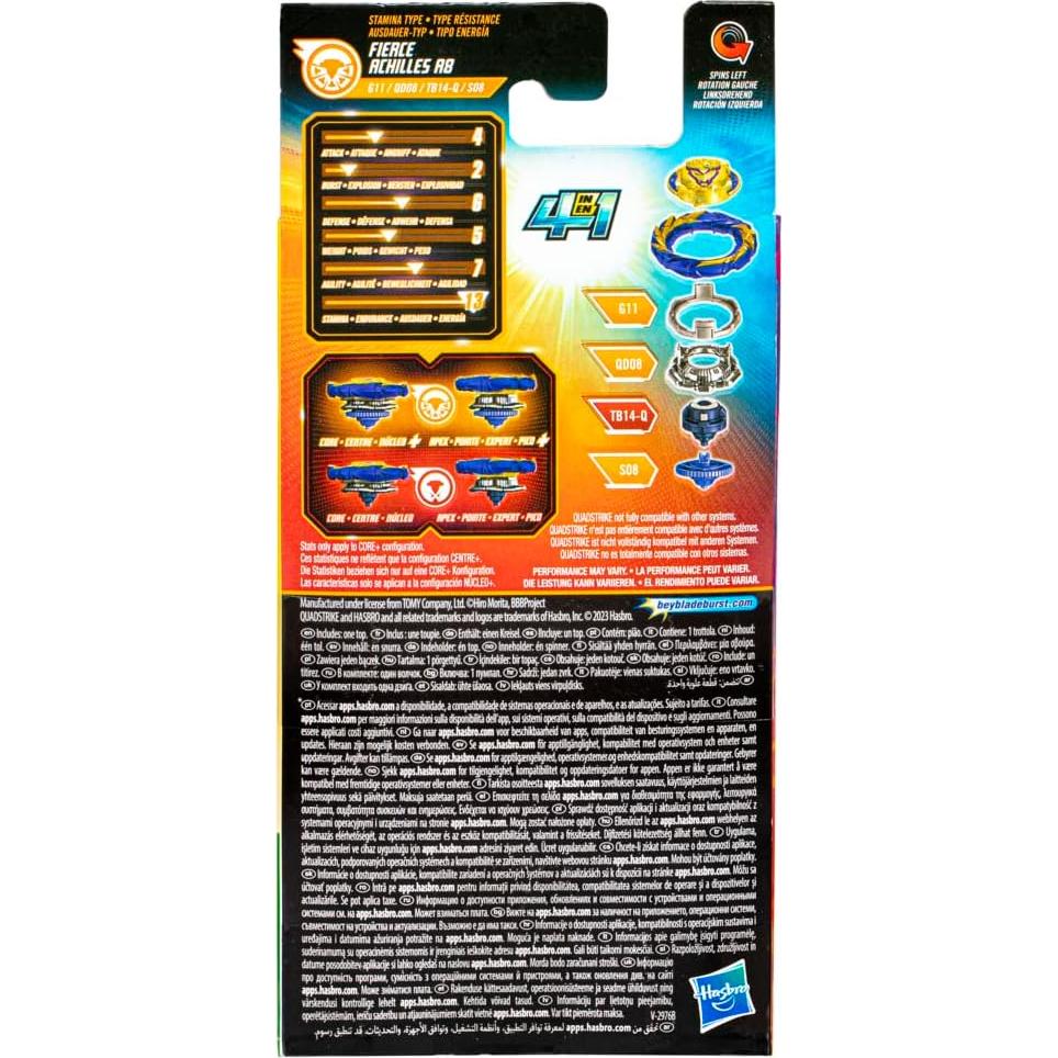Beyblade Burst QuadStrike Fierce Achilles A8 - Juguete 8+