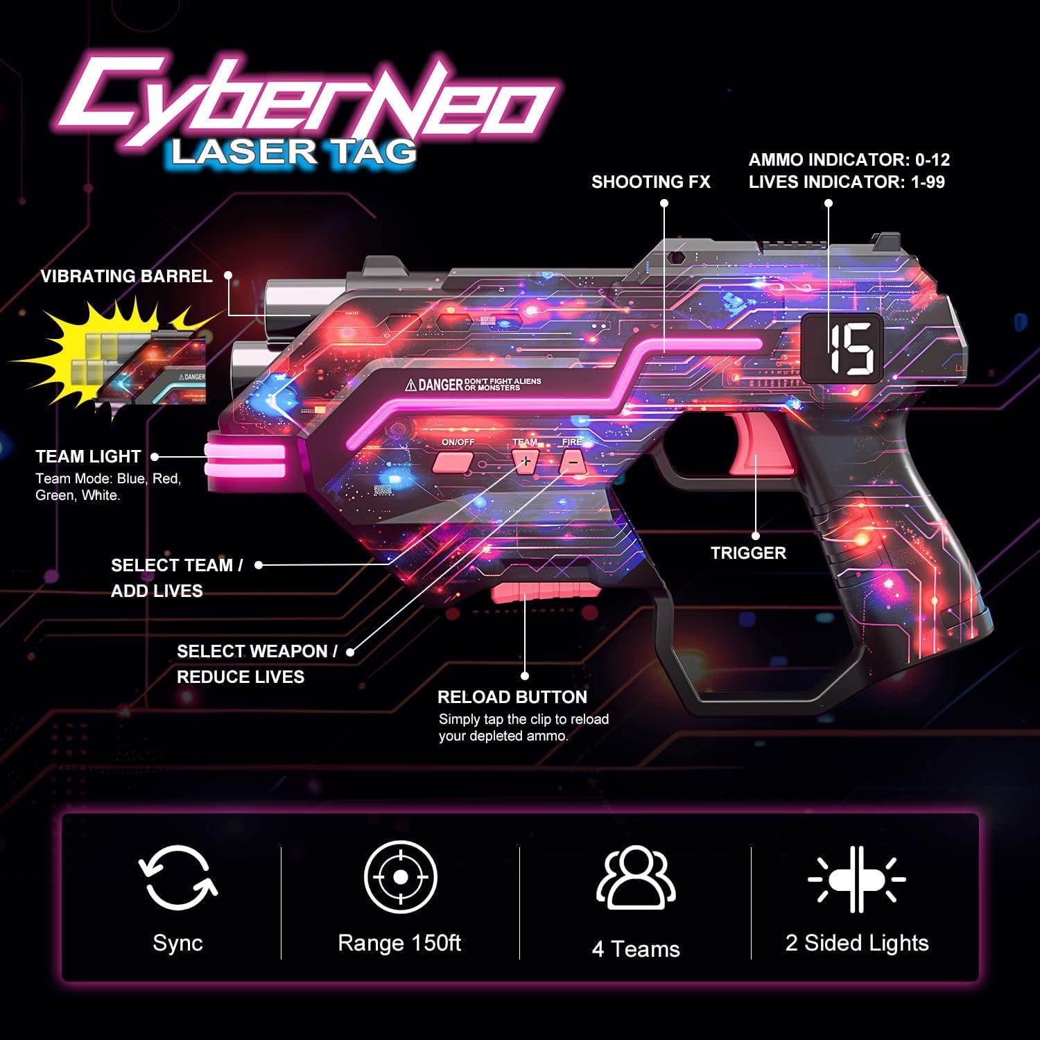 Conjunto Laser Tag CyberNeo con Chaleco LED y Barril Dinámico