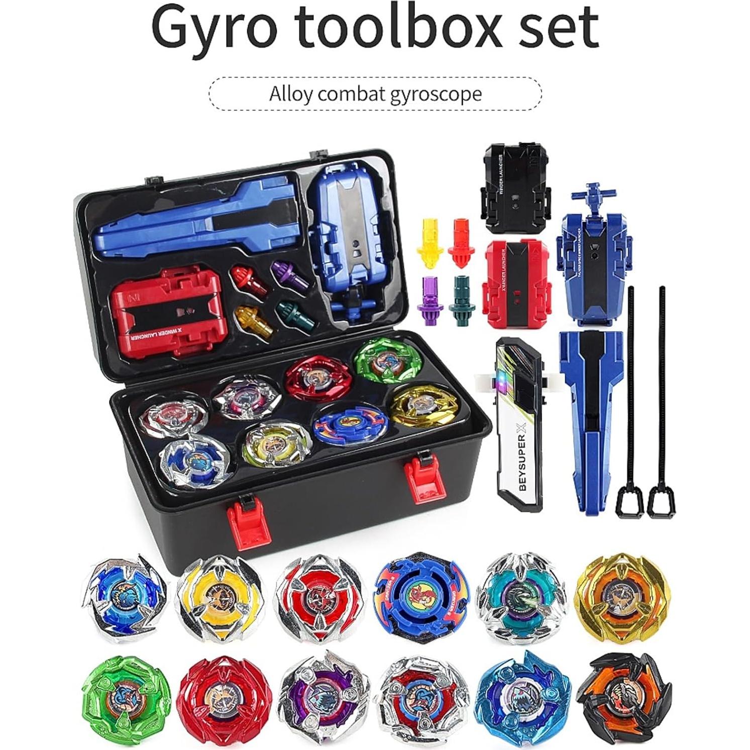 Conjunto de Tops de Batalla Gyro Burst 12 con Lanzadores y Caja