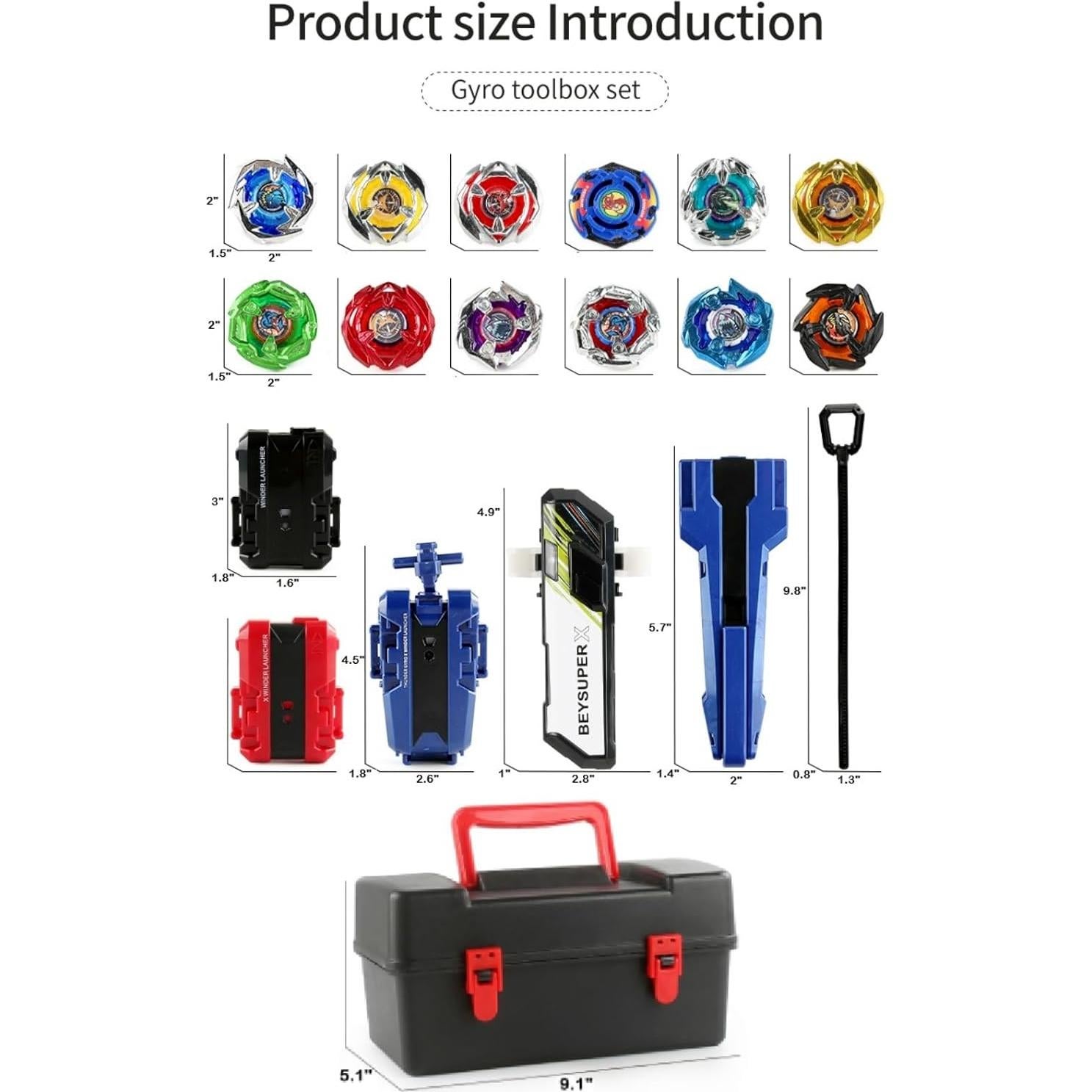 Conjunto de Tops de Batalla Gyro Burst 12 con Lanzadores y Caja