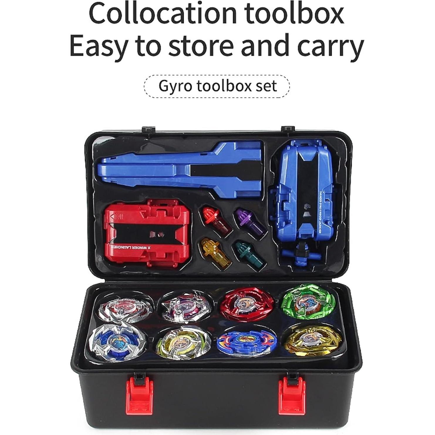 Conjunto de Tops de Batalla Gyro Burst 12 con Lanzadores y Caja